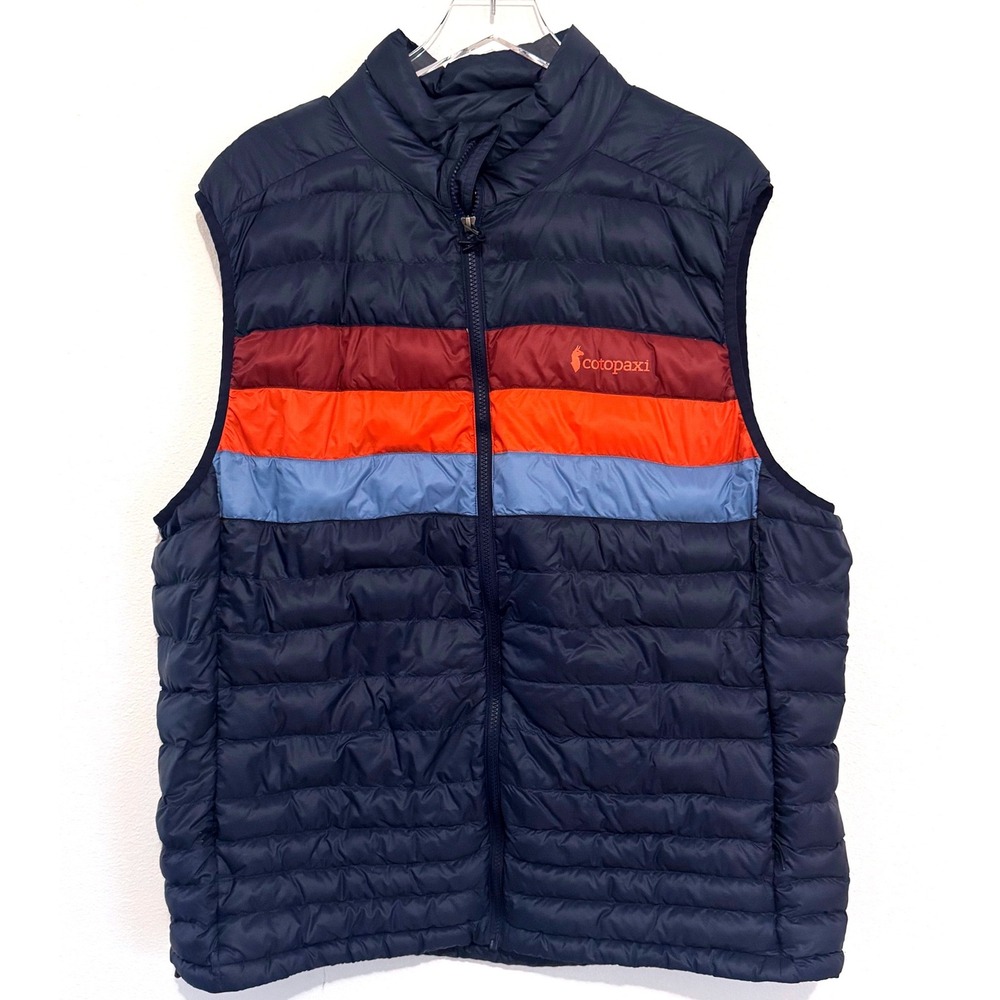 Cotopaxi | Men's Fuego Down Vest in Maritime/Mulberry Stripes